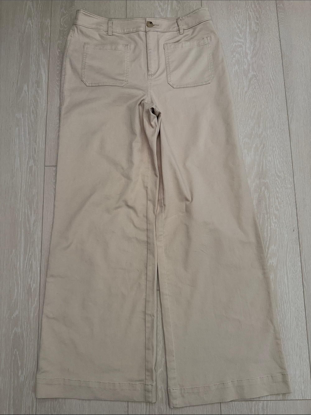 LOFT Beige Wide-Leg Trousers - Picture 2 of 8